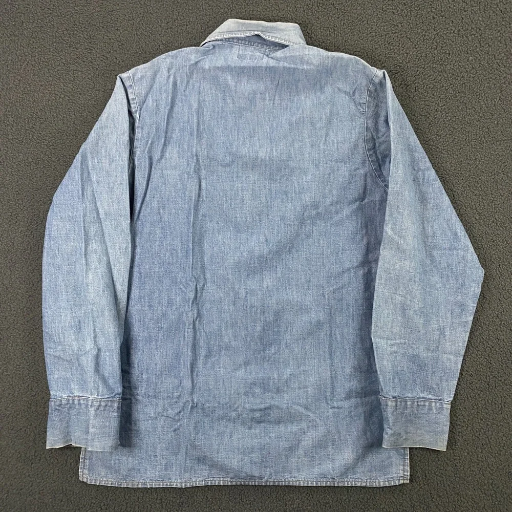 Vintage Levi's Denim Shirt Medium Orange Tab Dagger‎ Collar Western Jean 70s